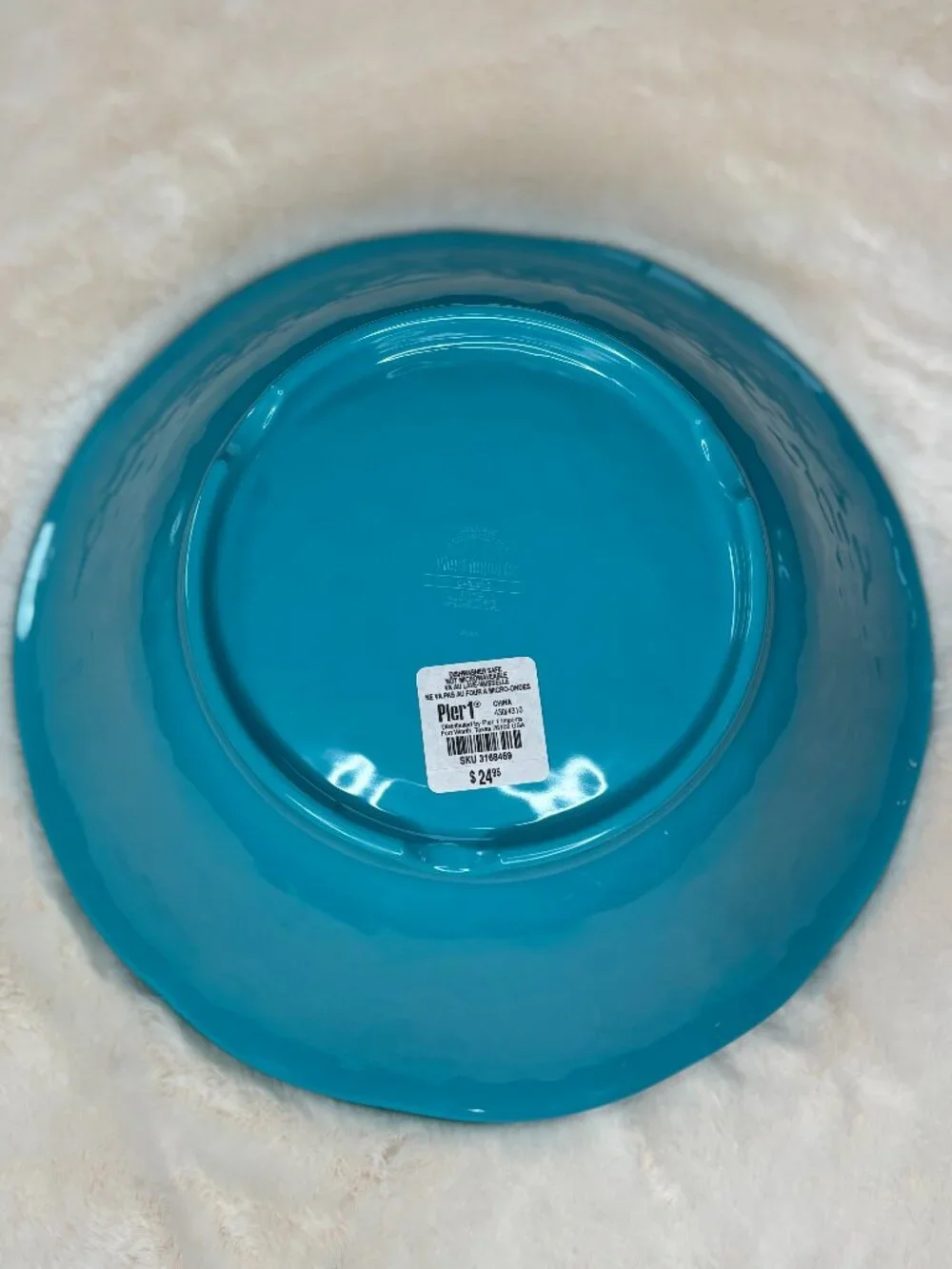 Pier 1 Imports Carmelo Blue Melamine Crackle Glaze Distressed Large Bowl-NWT